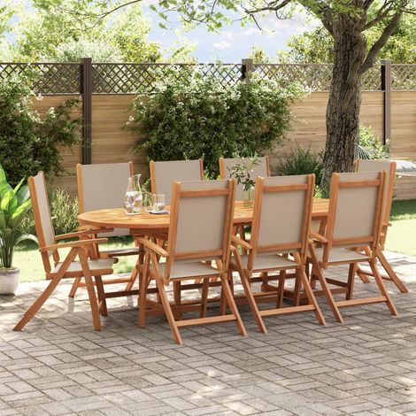 vidaXL Gartenstühle 8 Stk. Klappbar Massivholz Akazie und Textilene