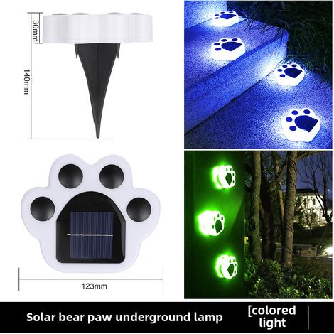 Lámpara solar para exteriores, apta para césped, jardín o patio, lámpara solar para instalación en el suelo (lámpara solar con forma de pata de oso [luz de color], lámpara solar para instalación en el (1/5)