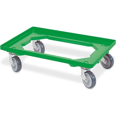 BRB Transportroller für Behälter 60x40 cm, offen, 4 Lenkrollen, 250 kg Tragkraft (grün)