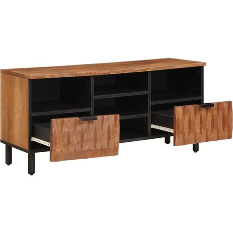 Meuble TV avec tiroir Finition Acacia Brun 100 x 33 x 46 cm (1/5)