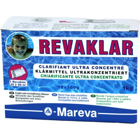 Mareva – Cartouches clarifiantes Reva-klar pour piscine – Fort pouvoir coagulant et floculant – Multiplie par 20 les performances du filtre à sable – 1 kg – 150021U (1/3)