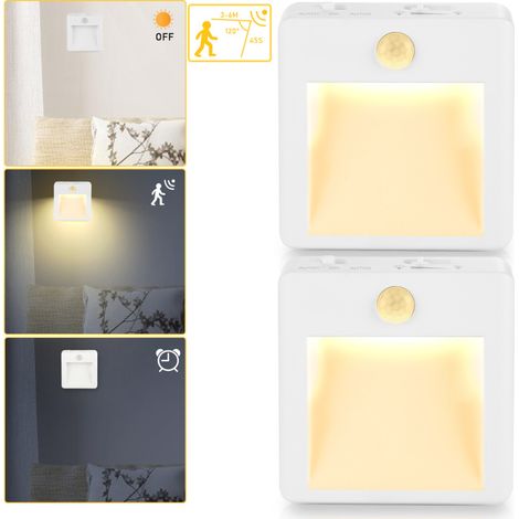 SWANEW Set di 2 luci notturne a LED con sensore di movimento e sensore di luce. bianco caldo (1/5)
