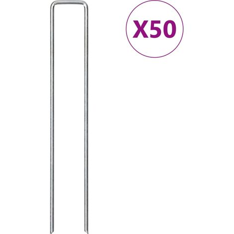 Bodenanker 50 Stk. U-Form 20x4 cm Verzinkter Stahl