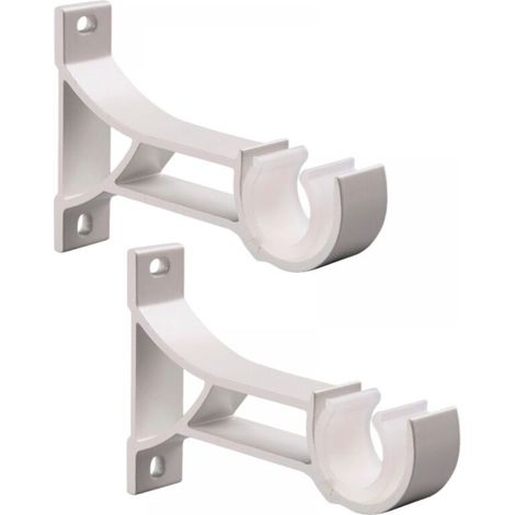 Support de tringle à rideaux, fixation murale, pour tringles de 28 mm, lot de 2, blanc (1/4)