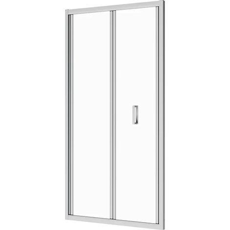 Porte de douche pour niche 80 cm Porte de douche pliante Profilés aluminium chromé Verre transparent 6mm Ajustable 79-81cm h190 Mod. Capri