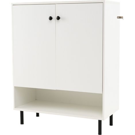 Credenza madia buffet ripiano regolabile kit anti ribaltamento armadio cucina 2 ante sala pranzo soggiorno Bianco (1/3)