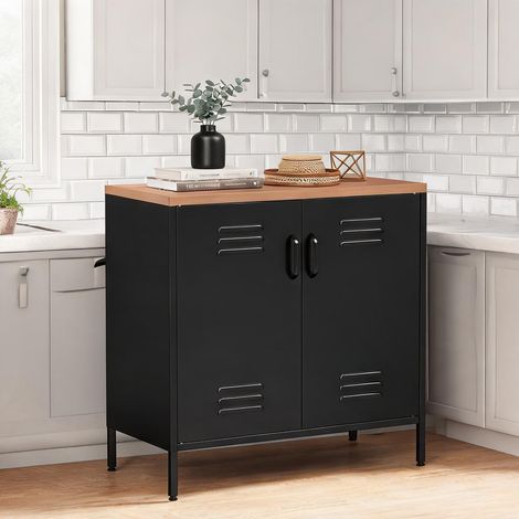 Buffet coloris noir en acier 80 x 40 x 80 cm (1/5)