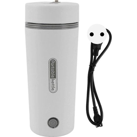 Bouilloire électrique de voyage 300 W 350 ml en acier inoxydable, isolation automatique, mini-bouilloire portable pour café et thé, blanche, prise UE 220 V 50 Hz (1/5)