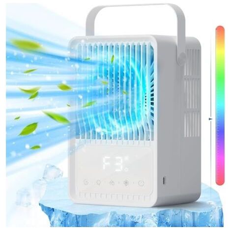 Refroidisseur d'air portable 4 en 1, mini refroidisseur d'air personnel avec minuterie, ventilateur de refroidissement, refroidisseur par évaporation silencieux for chambre à coucher, bureau (1/5)