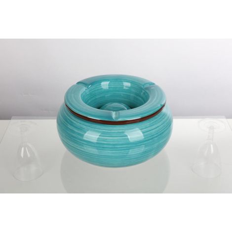 8x Aschenbecher Keramik Terrassen Balkon Garten Sturm Deckel Tisch Ascher Wind