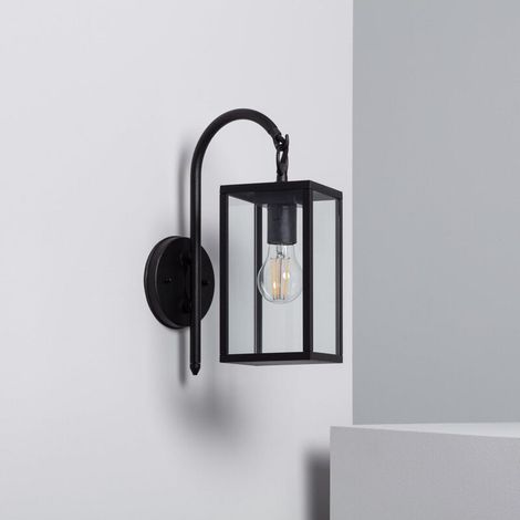 Lampe Murale Aluminium et Verre Support Supérieur Atrium Noire Noir (1/5)