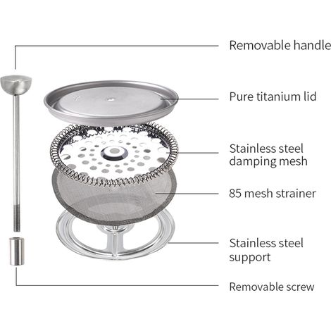 Lixada – tasse à café en titane de 750ml, cafetière à pression française avec couvercle, cuisine de Camping en plein air (1/5)
