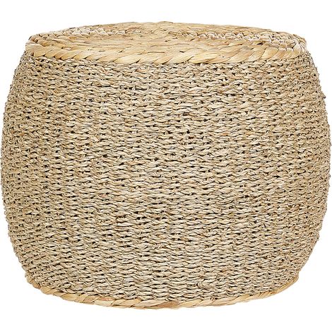 Puf boho tejido a mano redondo taburete hierba marina ⌀ 40 cm relleno de espuma de poliestireno claro Haiphong (1/5)