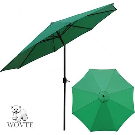 Replacement 8 Rib Parasol Canopy WOVTE, 3 m Market Table Umbrella, UV Protection - Vert, (couverture de parapluie seulement) (1/4)