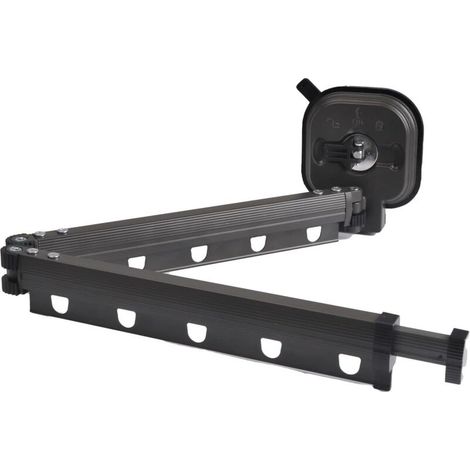 Séchoir à linge mural avec ventouse – Aluminium – Forte capacité de charge – Rétractable pour gain de place – 15 trous de suspension (1/5)