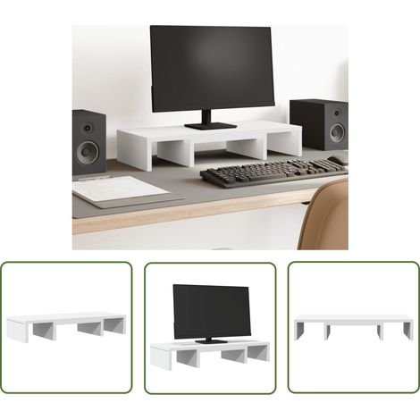 vidaXL Monitorständer Verstellbar Weiß 60x24x10,5 cm Holzwerkstoff (1/5)