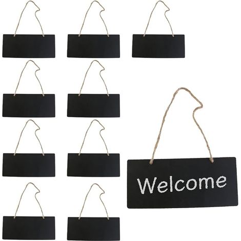 Ardoises en Bois avec Cordons, 10 Pcs, Noir (1/5)