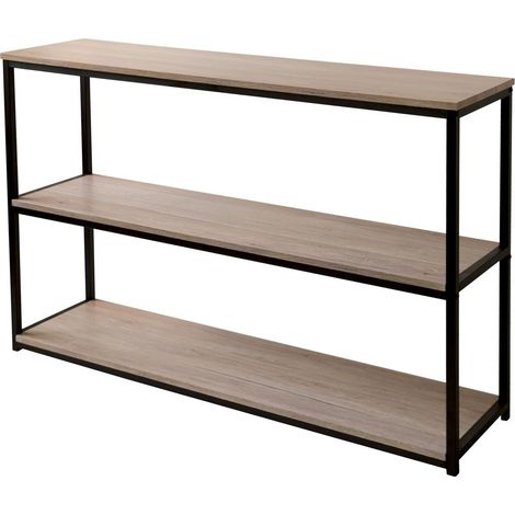 Etagère bibliothèque 3 niveaux 120x30x80 cm – Métal et MDF effet bois – Style industriel pour salon, bureau ou chambre – Urban Living (1/9)