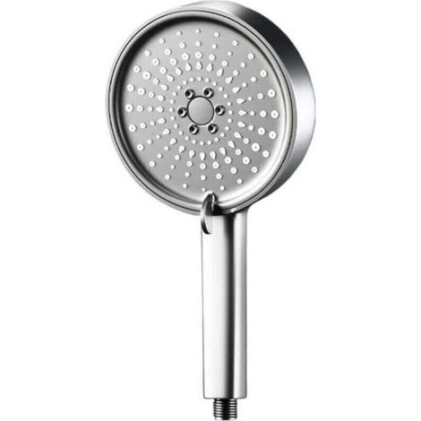 Cabezal de ducha de alta presión, cabezal de ducha grande de 12 cm que ahorra agua con interruptor de parada, 5 tipos de rociado, ducha de mano plateada con filtro para bañera de hidromasaje - Crezuo (1/4)