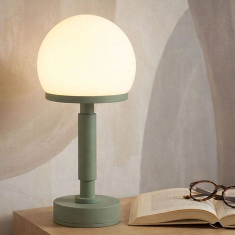 Lampe de table champignon vert Lampe de table Touchdimmer Batterie Lampe d'appoint champignon, USB-C, LED 1W 60Lm blanc chaud, DxH 14x29,5 cm