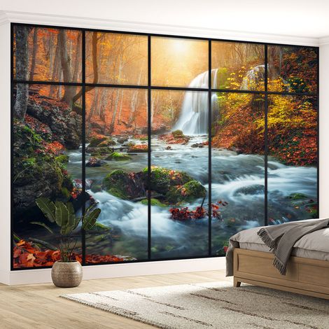 Papier peint panoramique Trompe l'oeil Verrière - Cascades - 130 cm x 82 cm (1/5)