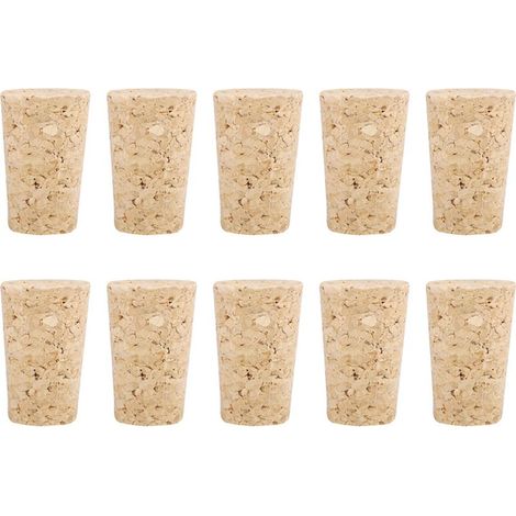 10 bouchons en liège naturel, bouchon conique bois pour bouteilles bière (20x15x35mm) (1/5)