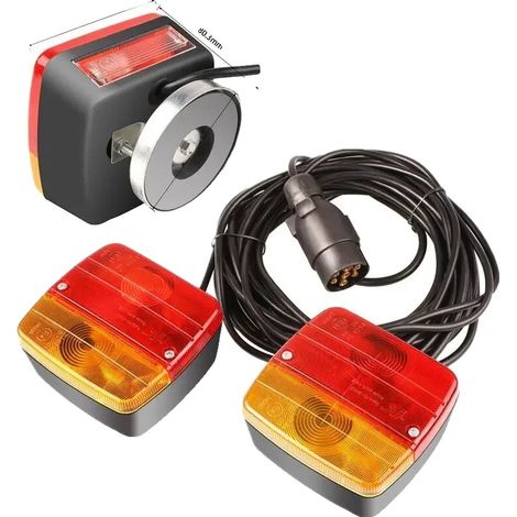 Lumière de remorque magnétique, alimentation 12V, connecteur 7 broches, câble de 7 mètres, dimensions 11cm x 10cm x 8.2cm, design multifonctionnel (1/5)
