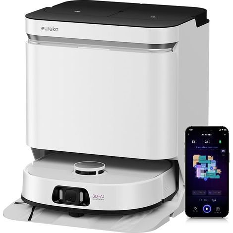 Aspirateur robot laveur 16200 Pa – Nettoyage des bords – Brosse anti enchevêtrement – Compatible Alexa et Google Assistant – Eureka (1/5)