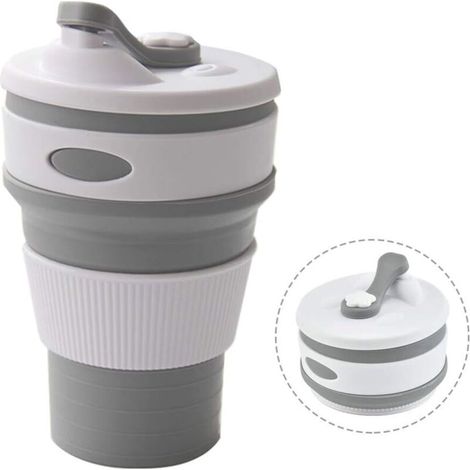 Tasse a Café Pliable, Réutilisable Tasse à café Portable Tasses en SiliCône de qualité Alimentaire sans BPA Mugs de Voyage - Gris-Fei Yu (1/3)