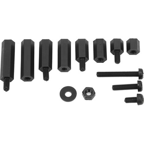 Schrauben- und Mutternbolzen-Set, Kombination M3 Nylon-Sechskant-Abstandshalter-Sortiment, Box, Befestigungselemente, Schwarz (1/5)