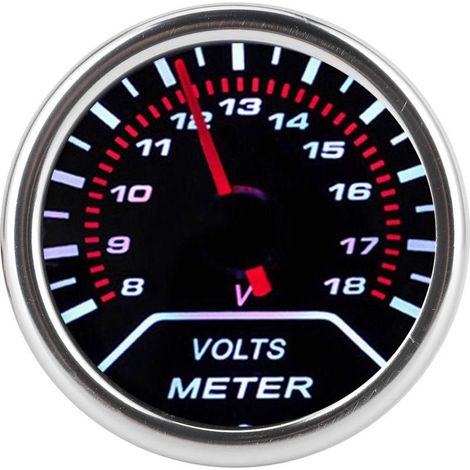 BelleRise - Voltmètre auto – LED blanc, 8-18V – pour tableau de bord – 52mm noir (1/5)