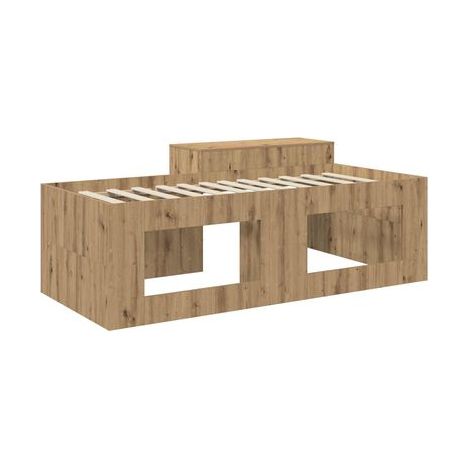 Lit haut pour enfant (avec bureau), chêne fait main, 80 × 200 cm, chêne naturel élégant, pour chambre, décor moderne, facile à assembler (1/5)