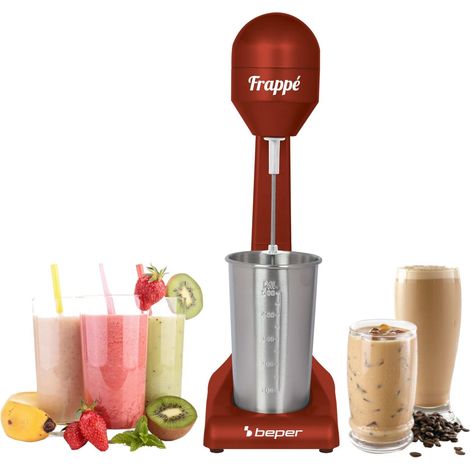 Mixeur électrique pour milkshakes, frappés, milkshakes et cocktails, 2 vitesses, bol en aluminium 0,5 l, 100 W, Rouge (1/5)