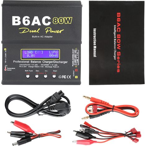 Caricabatterie ad alta potenza AC 100V240V, spina UE 80W RC Li-Ion nero per NiMH Ni-Cd. (1/5)