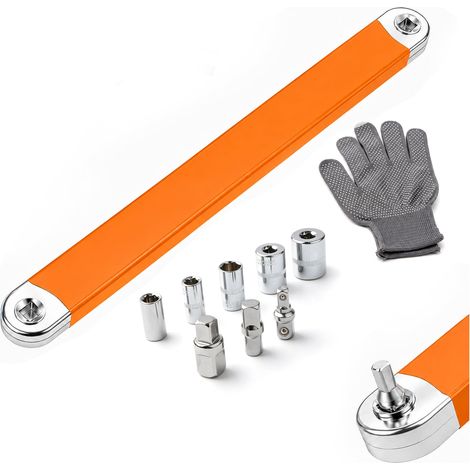 Clé décalée de 39 cm avec adaptateurs d'entraînement carré 1/4, 3/8, 1/2" (1/5)