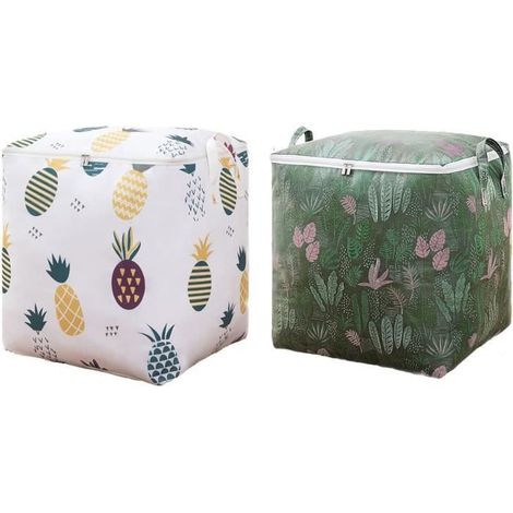 Sac de rangement - Non tissé - 100L - Lot de 2 - Dimensions 48x48x44 cm - Résistant et durable (1/4)