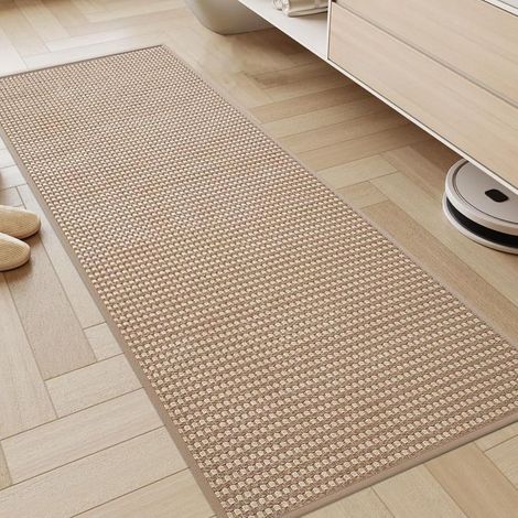 Tapis Cuisine 45x120cm, Chenille Tapis Cuisine Devant Evier, Antidérapant et Lavable, Facile à Nettoyer pour Couloir, Buanderie, Salle de Bains, Passage, Marron (1/5)