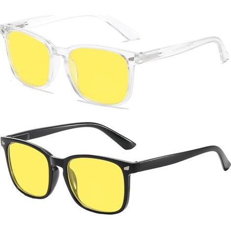Lunettes de Vision Nocturne, Verres Jaunes Anti-éblouissement, 2 Paires, Noir et Transparent (1/5)