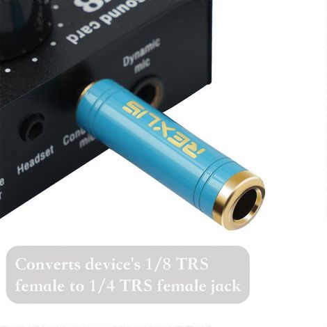 Fiche audio microphone REXLIS 3,5 mm vers 6,35 mm, compatible avec les amplificateurs, les haut-parleurs et les câbles audio AUX adaptateur pour guitare électrique 3,5 mm vers 6,35 mm. (1/5)