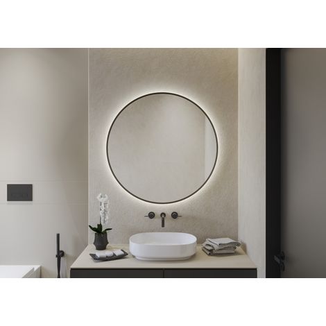 Espejo de baño redondo Ø60 cm con luz bi led y marco color oro