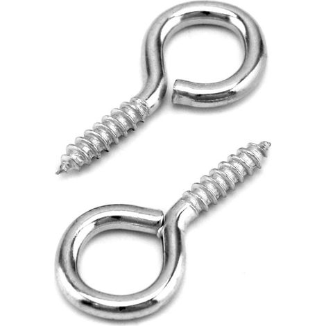 Lot de 60 Pitons à Visser Galvanisés 40 x 19 mm Vis à Anneau pour Quincaillerie Rideau Artisanat