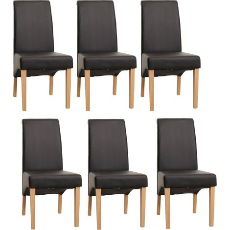 [NUNCA USADO] Lote de 6 sillas de comedor Silla de cocina Silla M37, piel sintética mate, negra, patas claras (1/5)