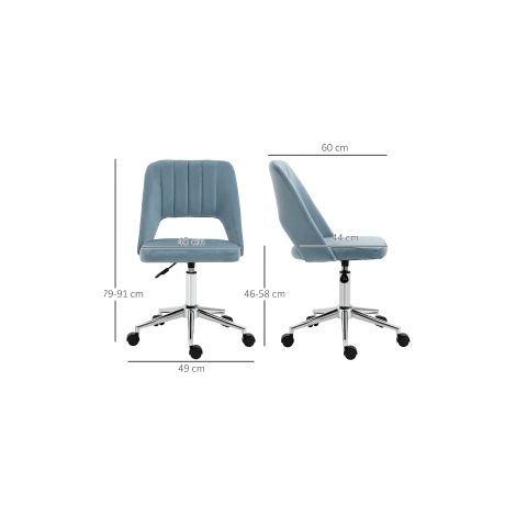 Chaise pivotante réglable en hauteur pour salon et bureau, velours bleu, chaise de bureau ergonomique pour le confort (1/5)