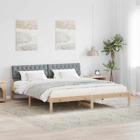 Bed frame Brown and light grey 180 x 200 cm Solid pine wood vidaXL (1/5)