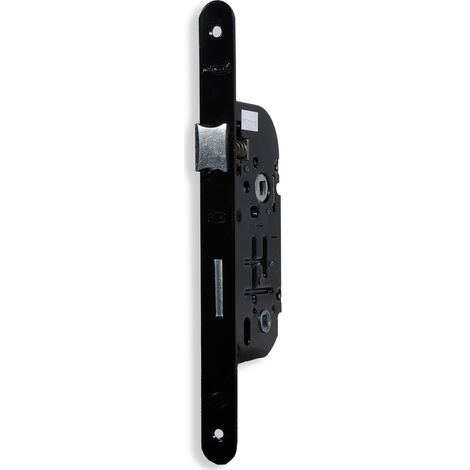 DOM – Serrure monopoint encastrée noire – Axe 40 mm – Réversible pour porte de salle de bain – Type de fermeture bouton (1/3)