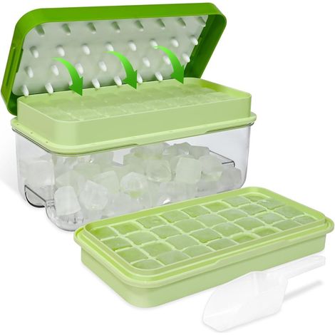 Eiswürfelform 64er Deckel Behälter Press Eiskübel Schaufel Green (1/5)