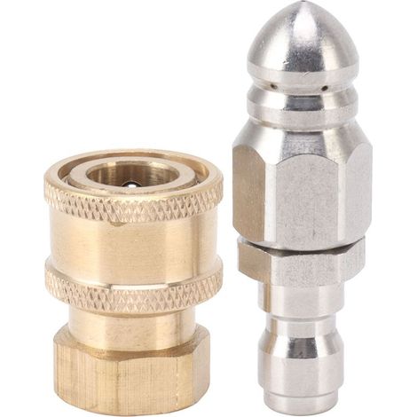 1 Buse d'égout, Connecteur rapide G1/4, Acier inoxydable, Adaptateur fileté G3/8, Nettoyage tuyaux (1/5)