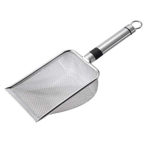 Lopette pour litière pour chat avec manche métallique, tamis à litière, outil de nettoyage pratique pour sable et déchets félin – idéal pour animaux domestiques