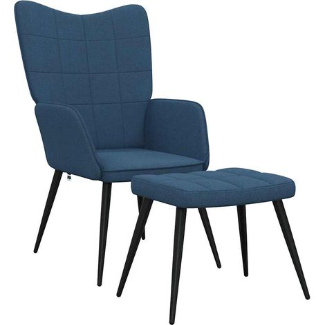 Maison Exclusive - Relaxsessel mit Hocker Blau Stoff (1/5)