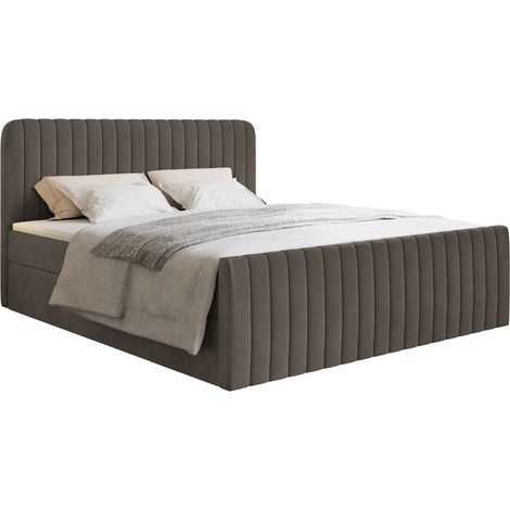 Selsey Saliano - Boxspringbett 200x200 mit Bettkasten, Topper und Samtbezug, Braun (1/5)